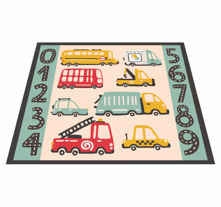 Truck with numbers kids vinyl rug - TenStickers