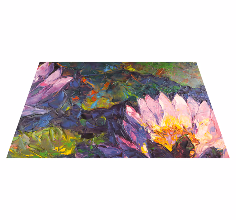 Lotus rectangular scenes floral vinyl rug - TenStickers