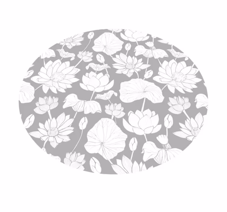 Lotus white floral vinyl rug - TenStickers