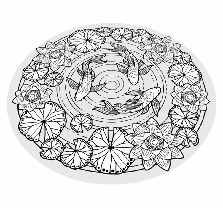 Lotus and koi carp floral rug - TenStickers