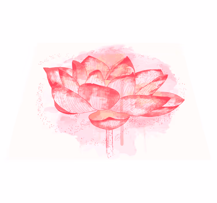 Lotus circular watercolour floral rug - TenStickers