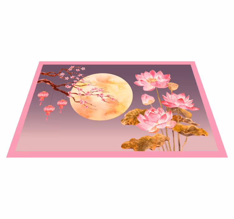 Lotus night scene floral rug - TenStickers