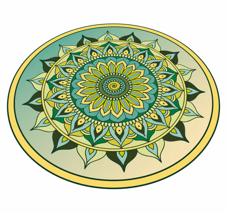Mandala green ombre mandala vinyl rug - TenStickers