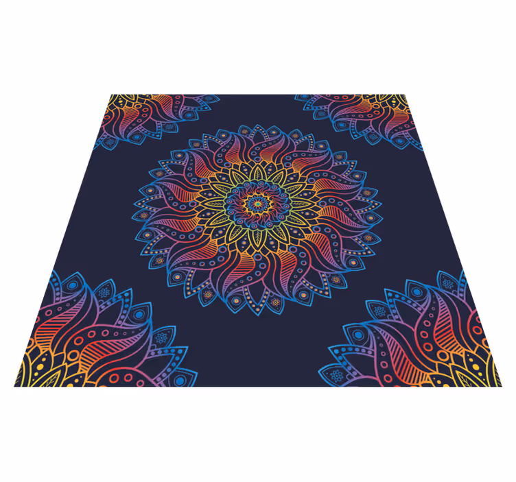 Colorful vibrant motif mandala vinyl rug - TenStickers