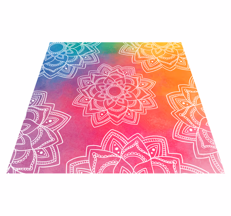 Colorful red pattern mandala vinyl rug - TenStickers