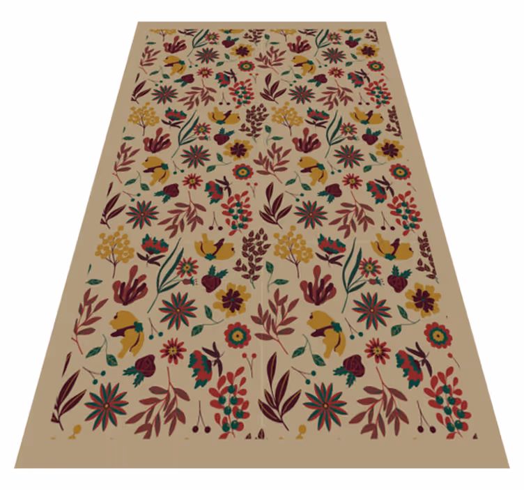 Beige floral floral rug flowers - TenStickers