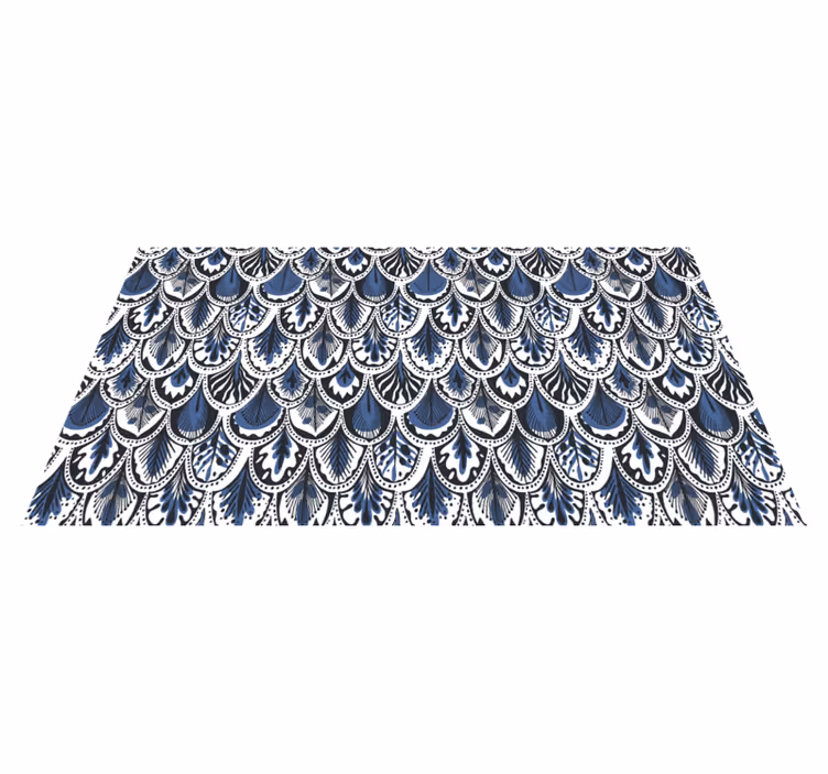 Blue bird feathers animal print vinyl rug - TenStickers