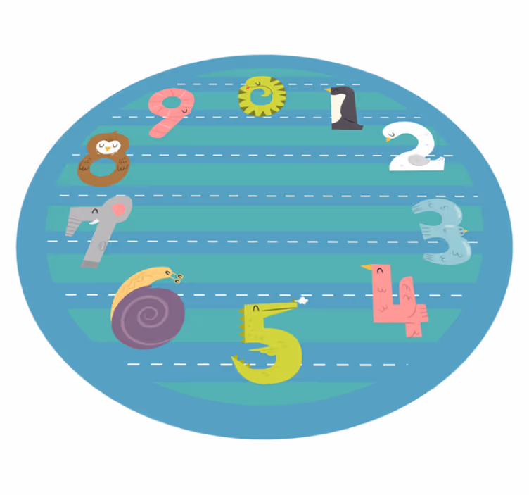 Animal numbers kids vinyl rug - TenStickers