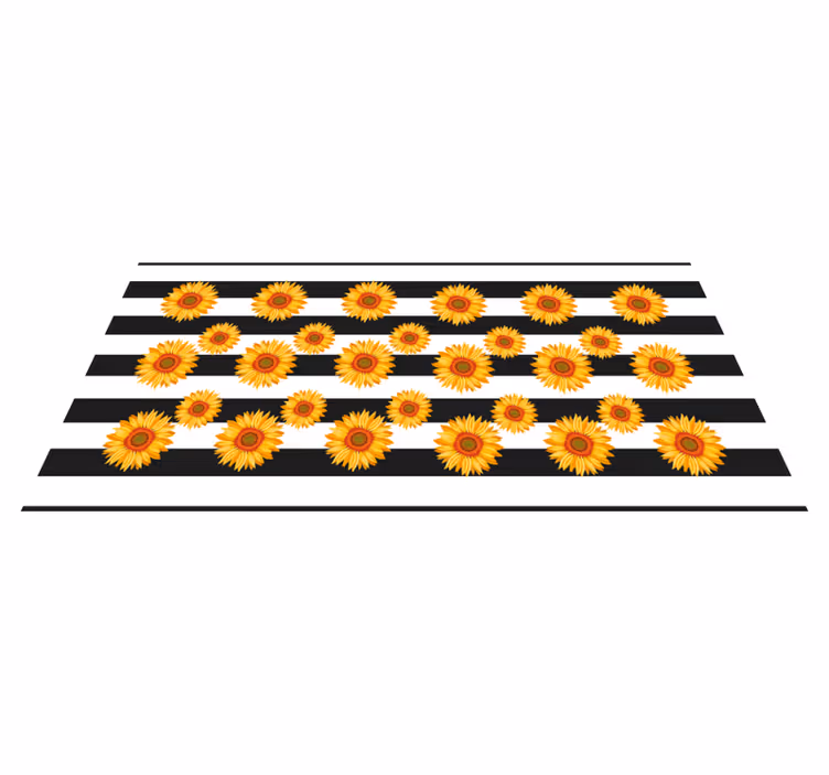 Sunflower Stripes floral vinyl rug - TenStickers