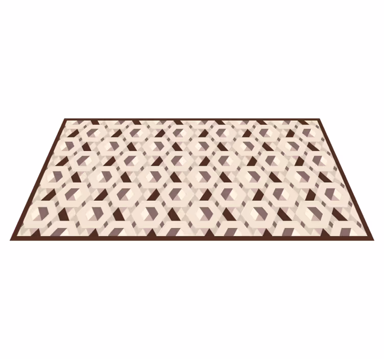 Beige hexagon pattern living room vinyl rug - TenStickers