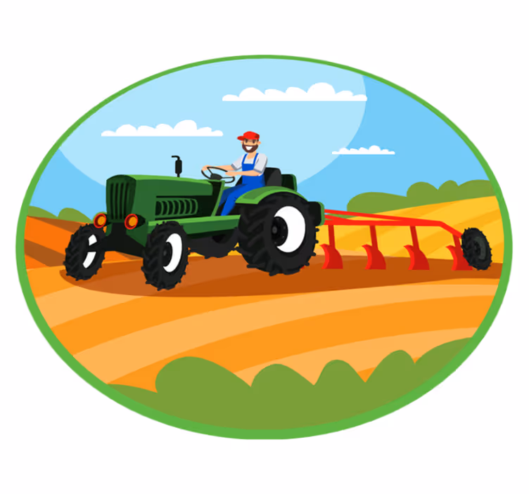 Farming Tractor Scene kids vinyl rug - TenStickers