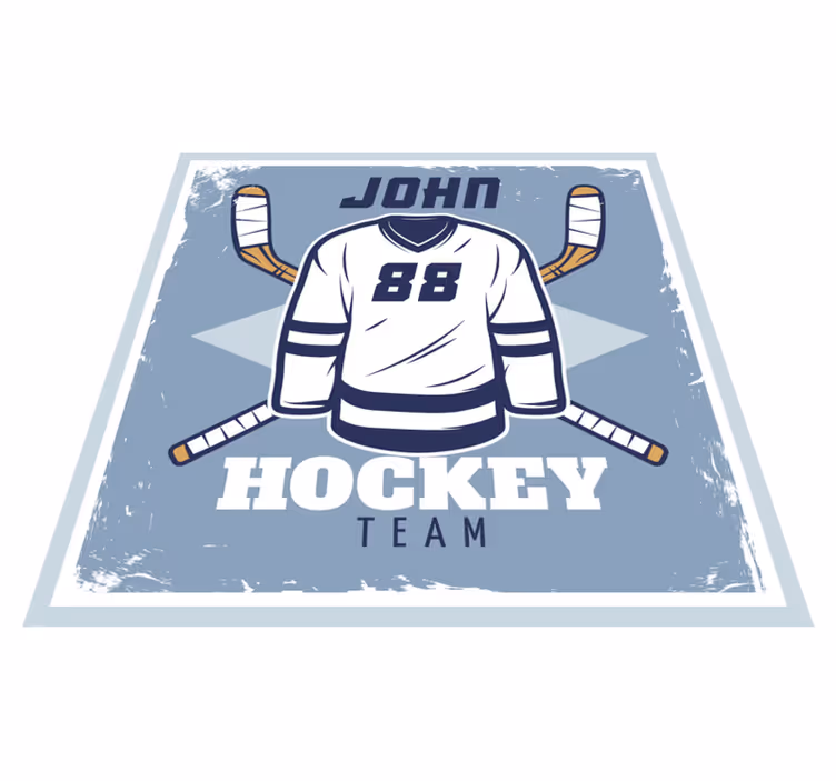 Personalized Hockey Emblem custom vinyl rug - TenStickers