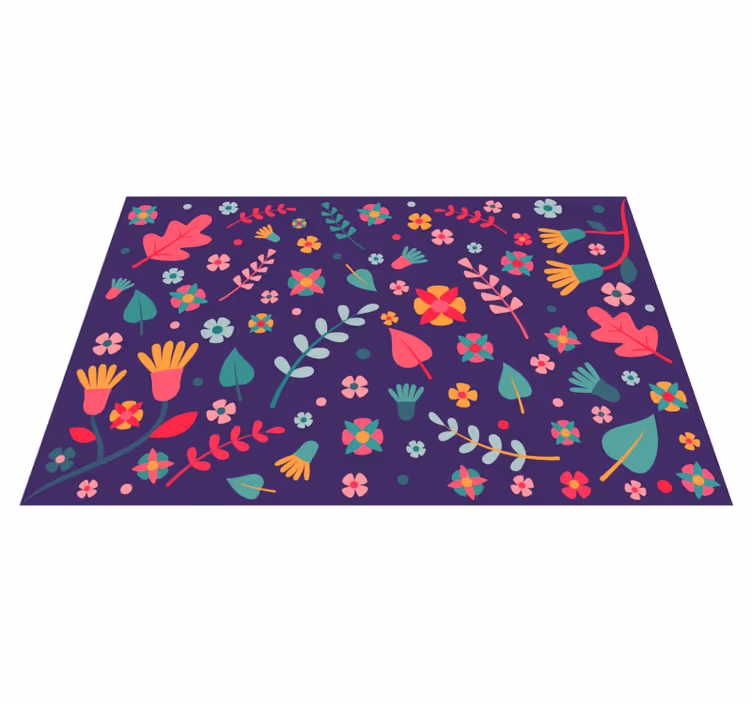 Floral Color Burst floral vinyl rug - TenStickers
