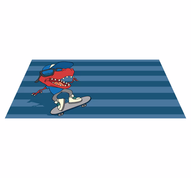 Skateboarding Dinosaur kids vinyl rug - TenStickers