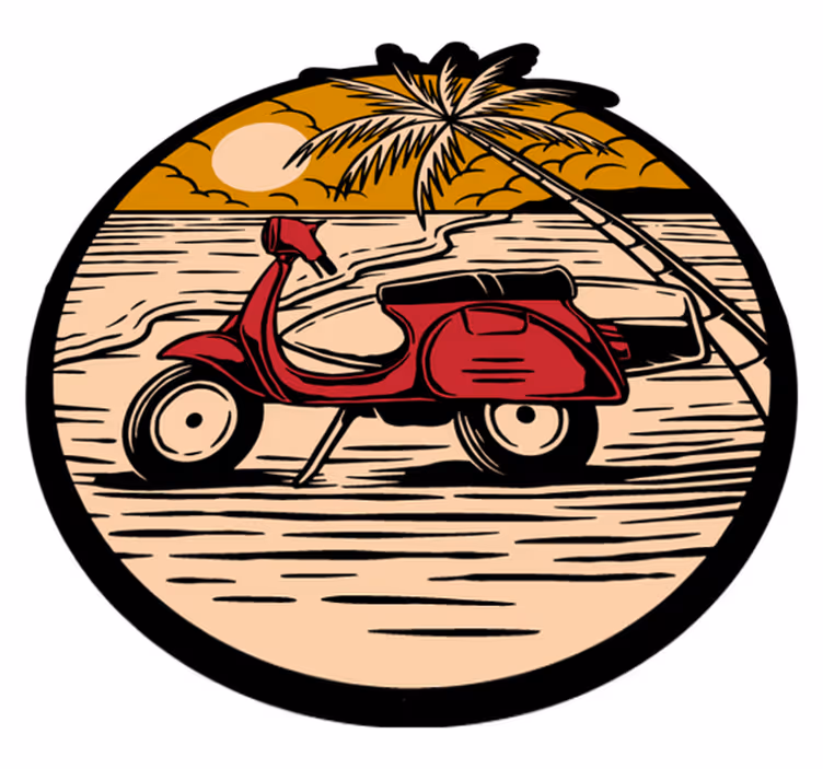 Tropical Scooter Scene kids vinyl rug - TenStickers