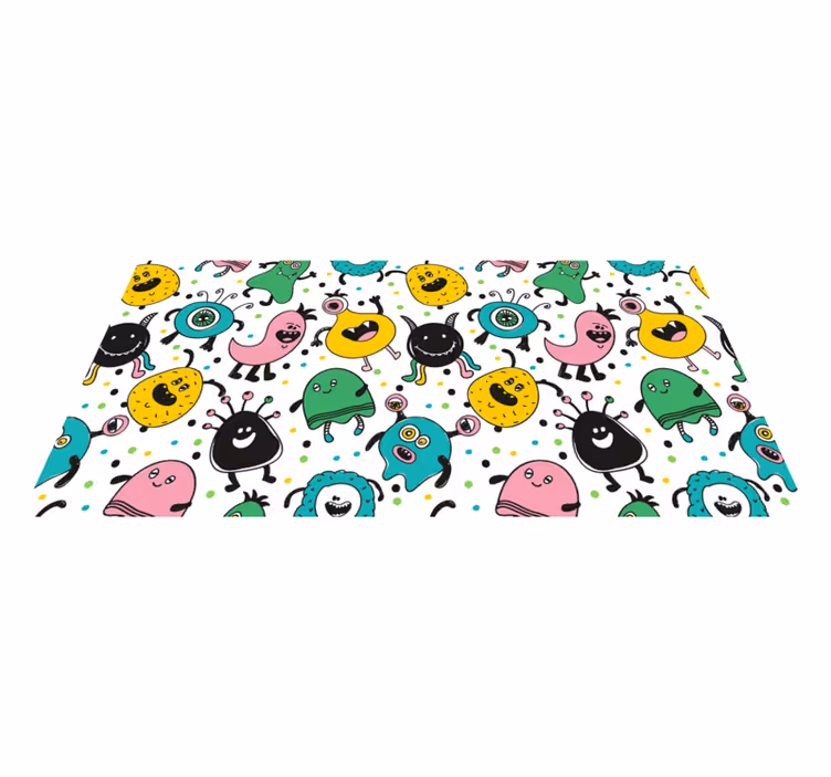 Playful Monster Illustration kids vinyl rug - TenStickers