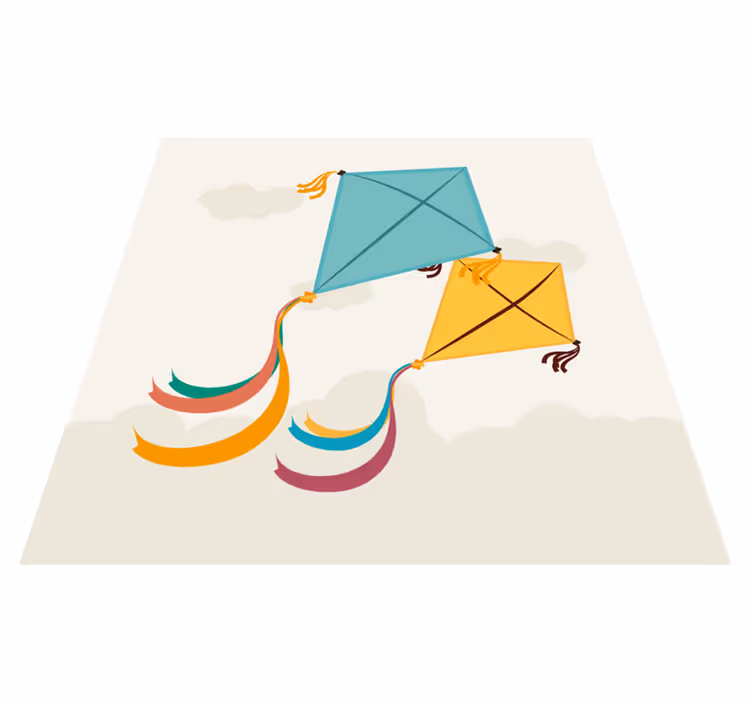 Flying Kites Illustration kids vinyl rug - TenStickers