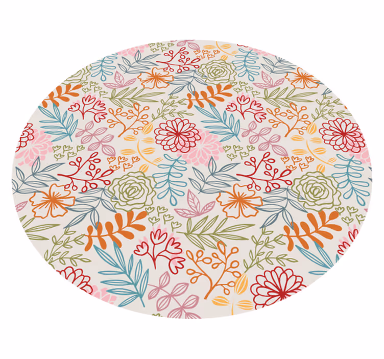 Vintage leaf and flower Pattern floral rug - TenStickers