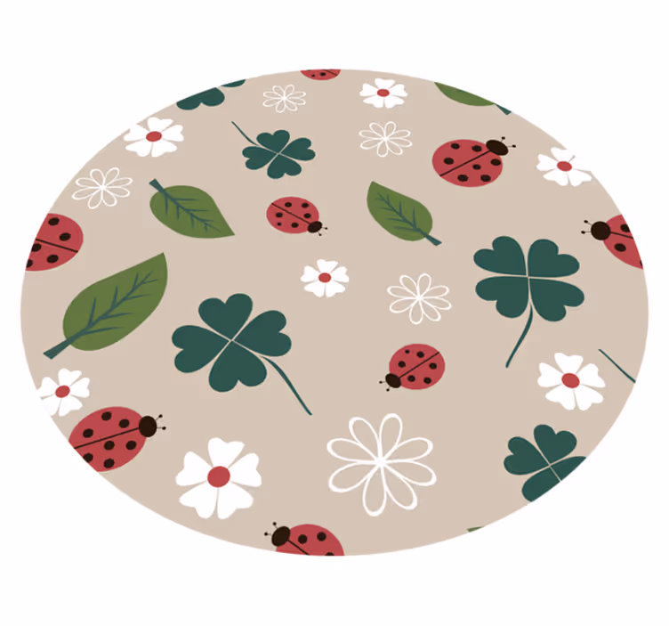 Leaves with ladybug floral vinyl rug - TenStickers