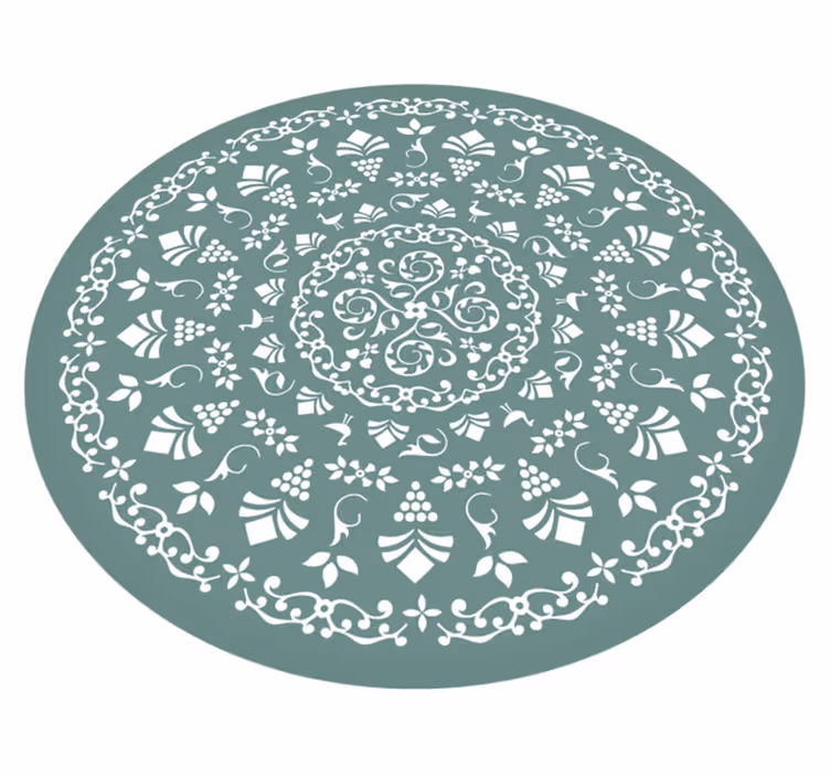 Gray round ornamental nordic vinyl rug - TenStickers