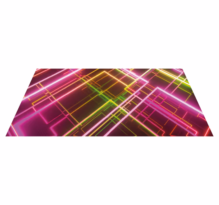 Neon Line Art modern vinyl rug - TenStickers