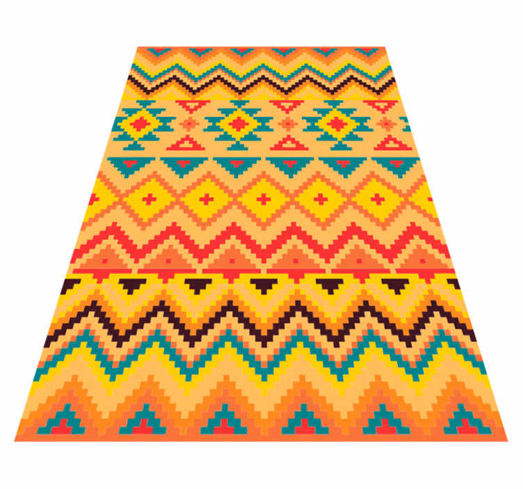 Vibrant Geometric Motif ethnic vinyl rug - TenStickers