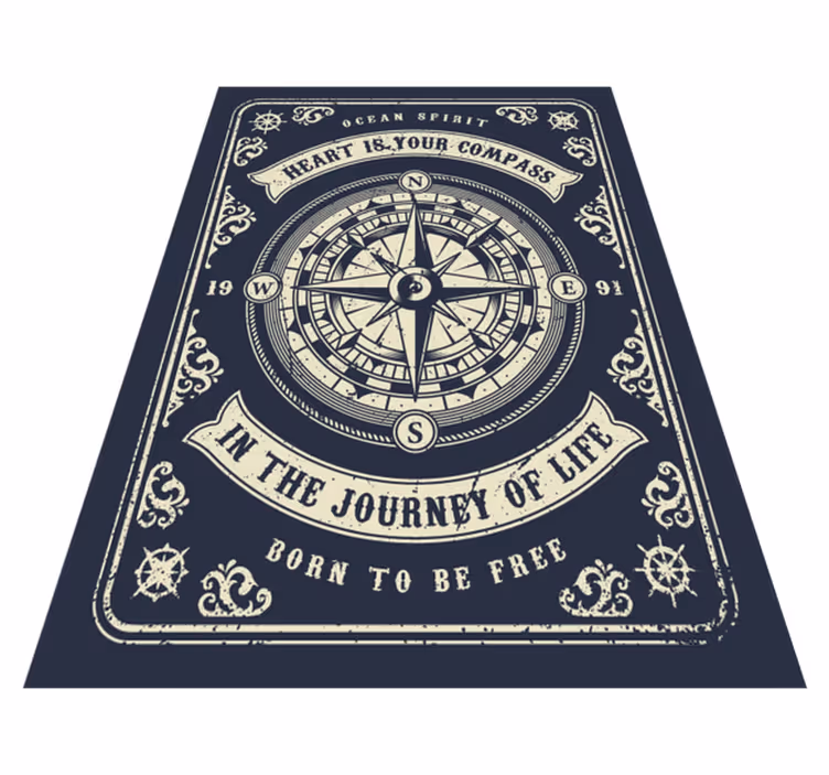Mariner's compass kitchen floor tiles - TenStickers