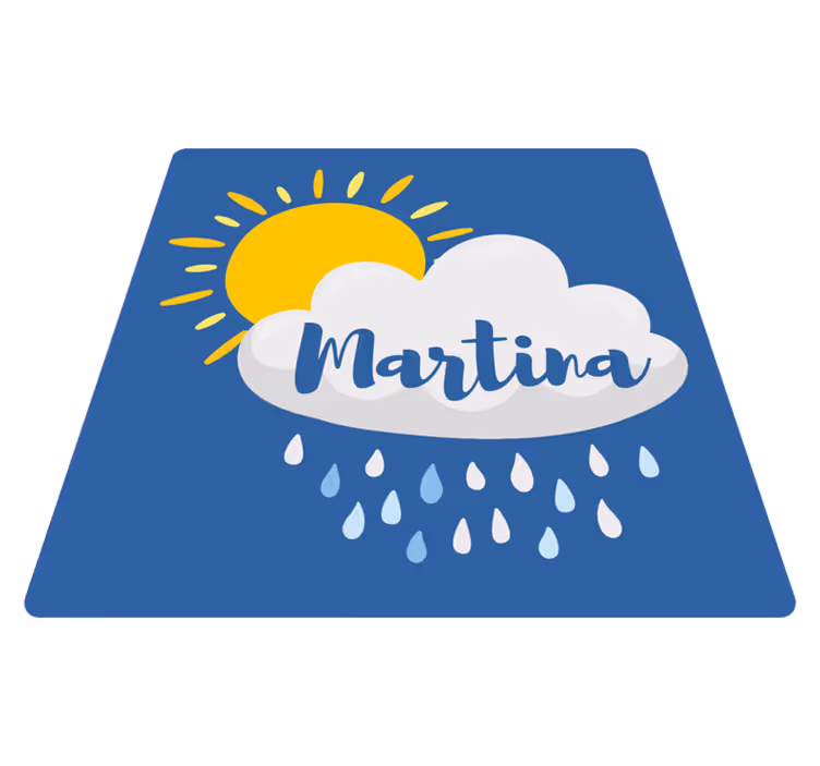 Rainy cloud with name kids vinyl rug - TenStickers
