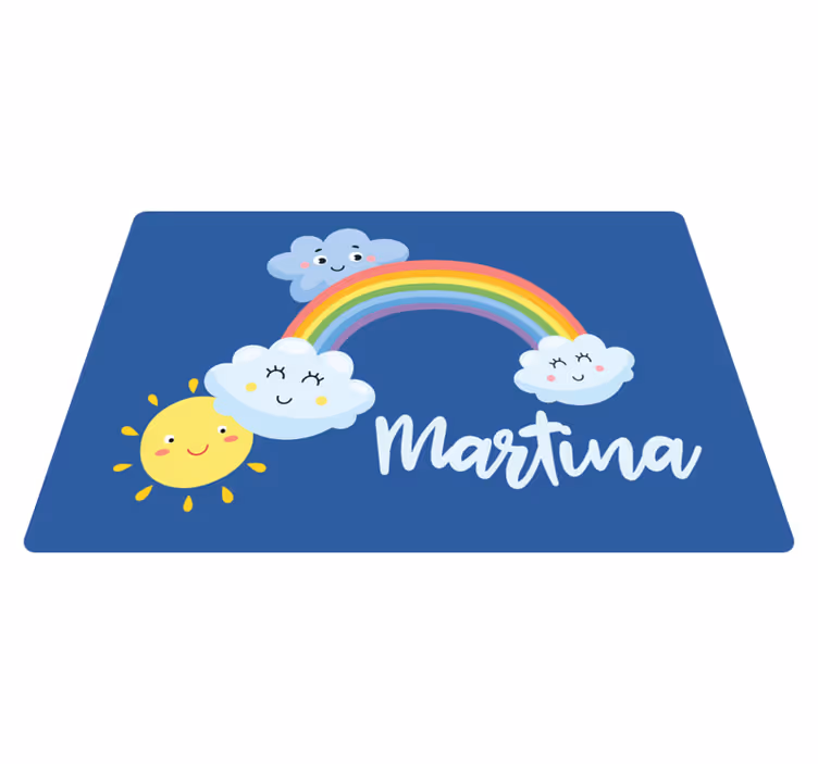 Custom clouds with rainbow kids vinyl rug - TenStickers
