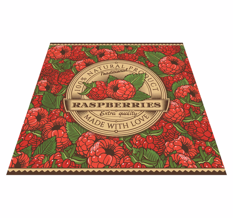 Raspberry floral pattern kitchen vinyl rug - TenStickers