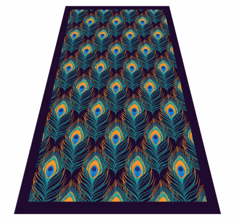 Peacock feather motif bedroom vinyl rug - TenStickers