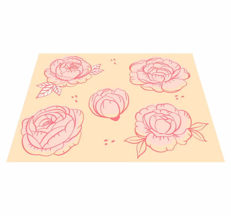 Floral vinyl rug with pink floral design - TenStickers