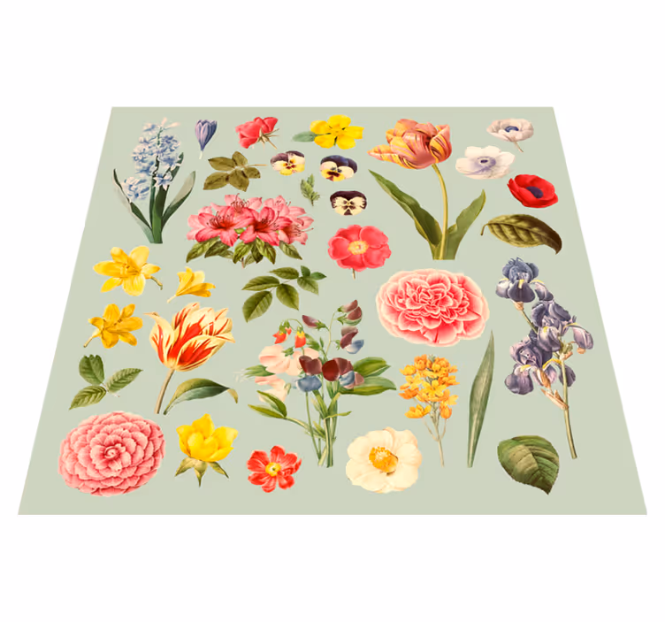 Flower Botanical Assortment floral vinyl rug - TenStickers