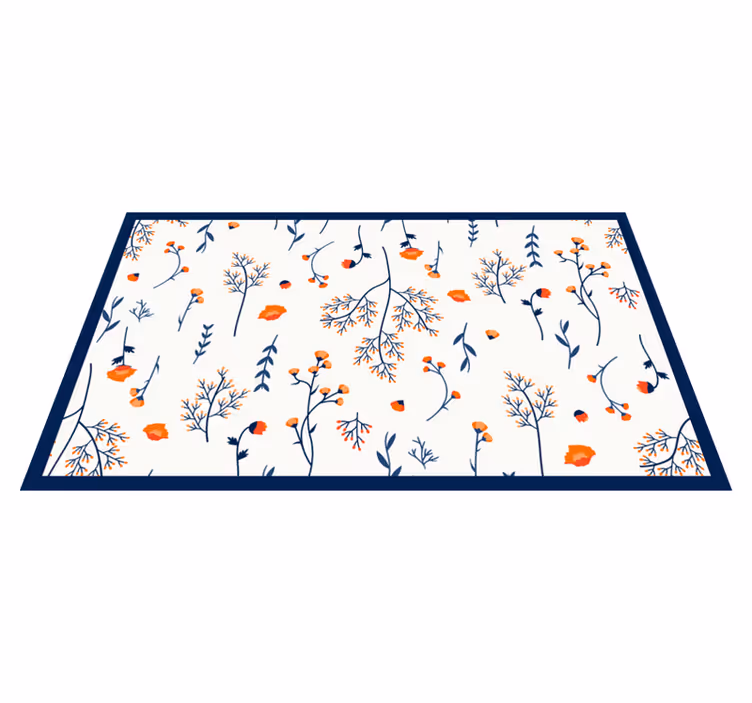 Floral vinyl rug with floral branches design - TenStickers
