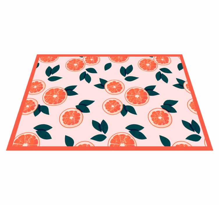 Blush citrus bloom floral vinyl rug - TenStickers