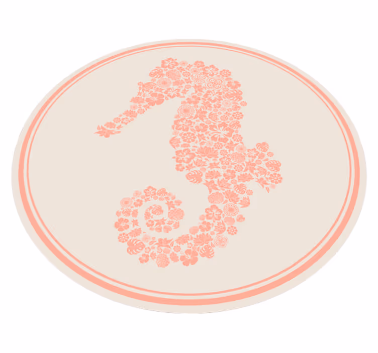 Floral vinyl rug seahorse floral pattern - TenStickers