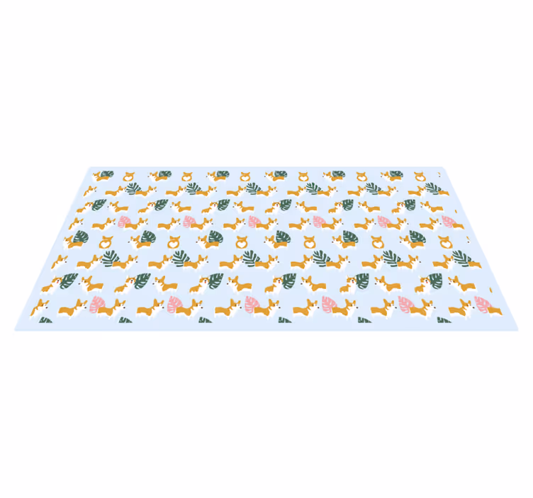 Monstera and dogs animal vinyl rug - TenStickers