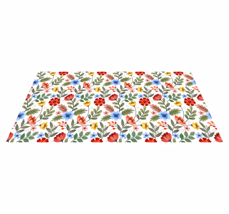 Vibrant colorful pattern floral vinyl rug - TenStickers