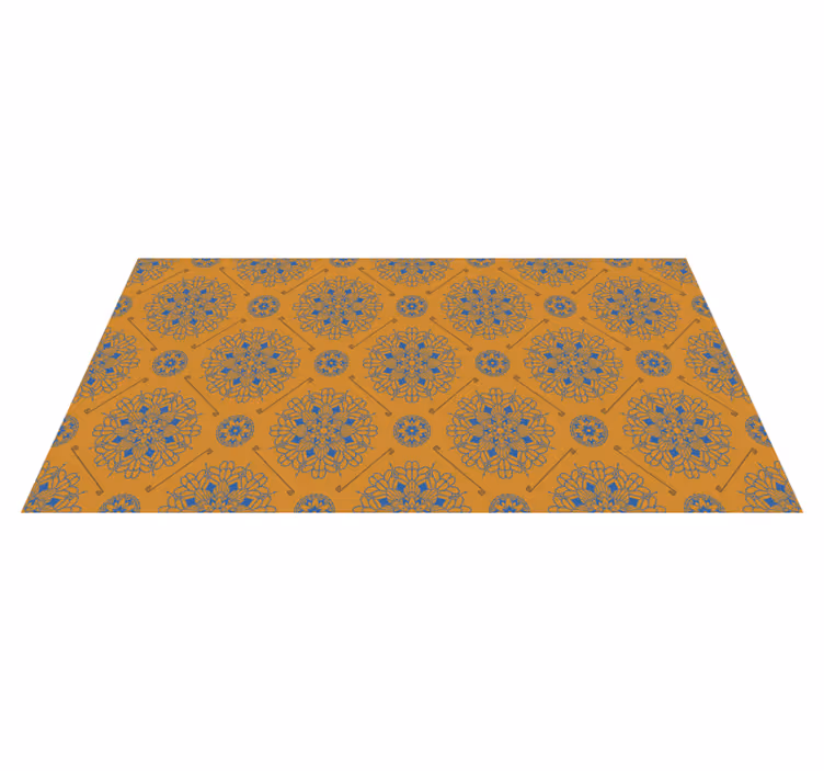 Graceful orange style mandala vinyl rug - TenStickers