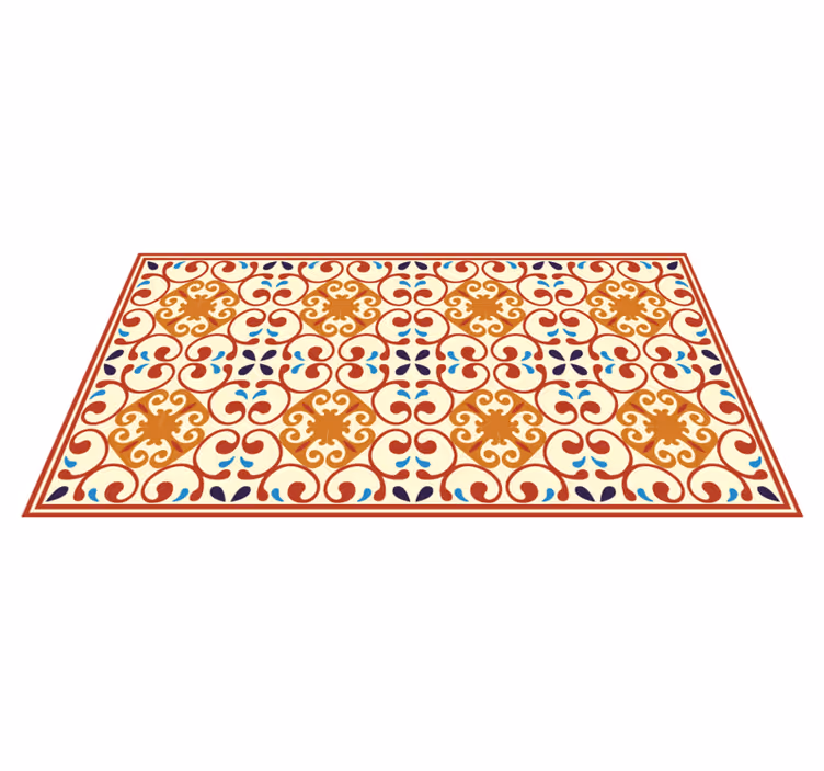 Elaborate Botanical Motif mosaic vinyl rug - TenStickers
