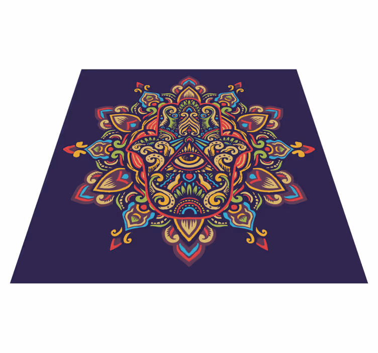 Colourful hand of Fatima ethnic vinyl rug - TenStickers