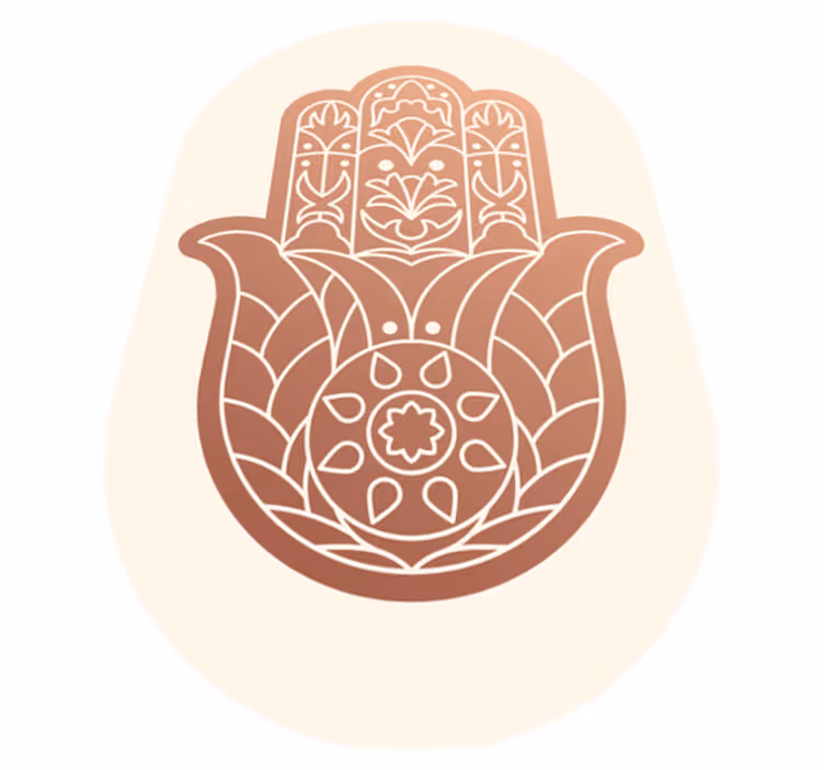 Beige Hand of  Fatima mandala vinyl rug - TenStickers