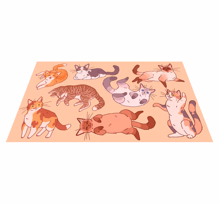 Cat artwork animal vinyl rug - TenStickers