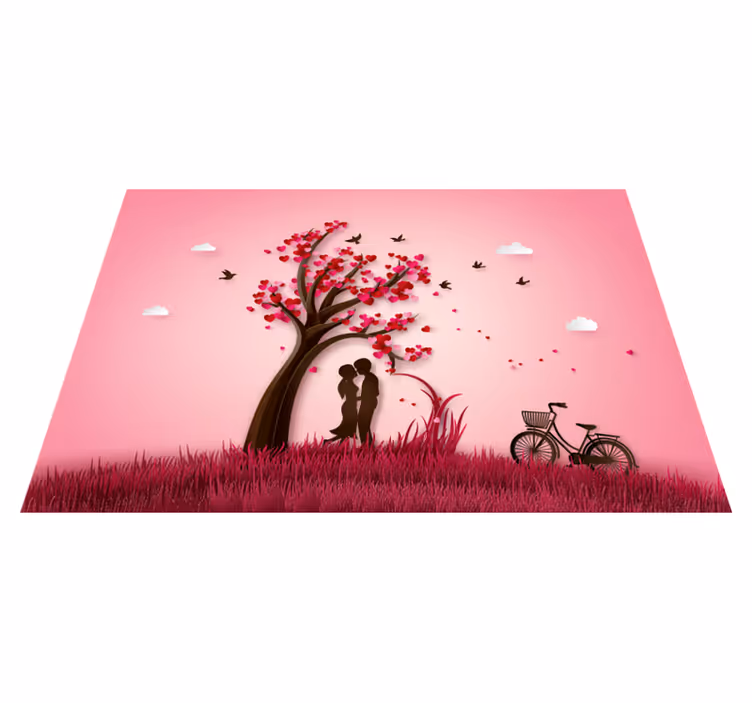 Romantic Tree Scene floral vinyl rug - TenStickers