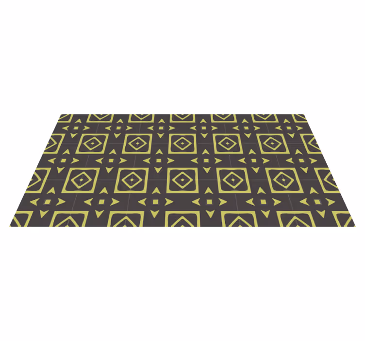 Yellow diamond design geometric vinyl rug - TenStickers