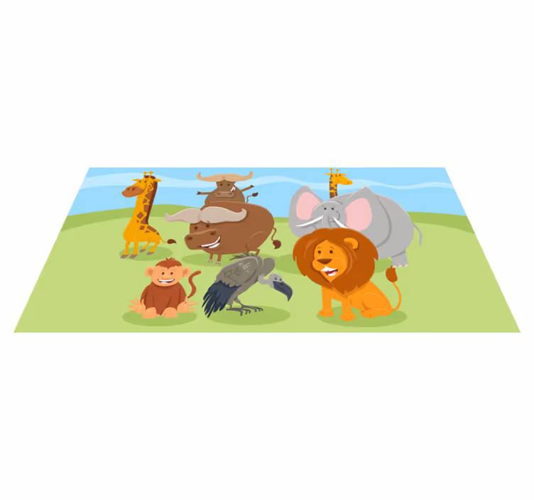 Charming Creature Friends kids vinyl rug - TenStickers