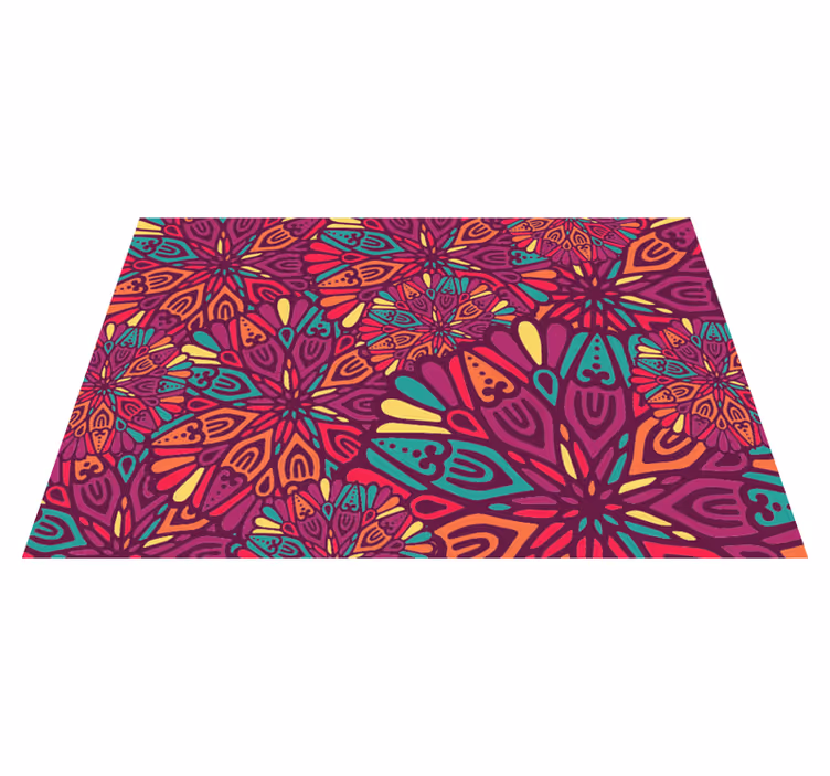 Vibrant purple motif mandala vinyl rug - TenStickers