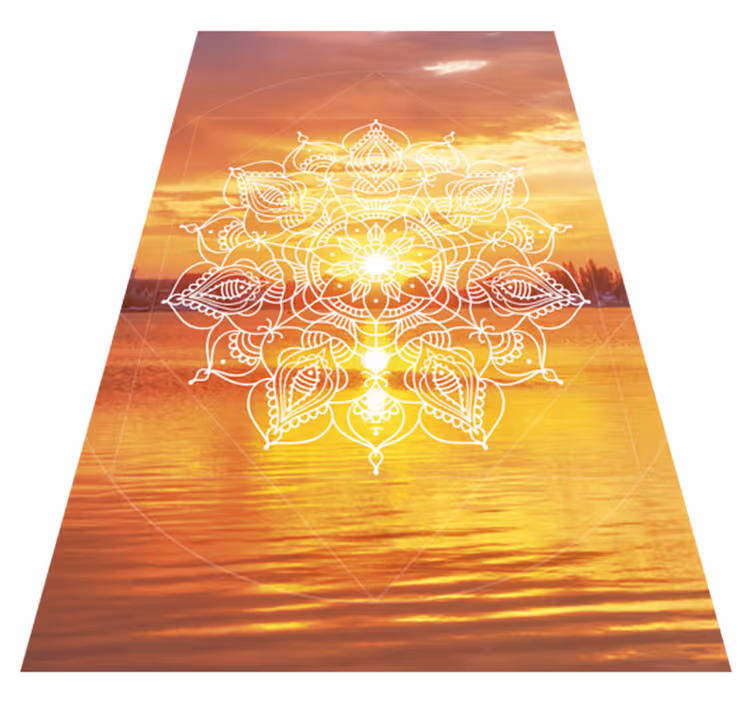 Bright orange design mandala vinyl rug - TenStickers