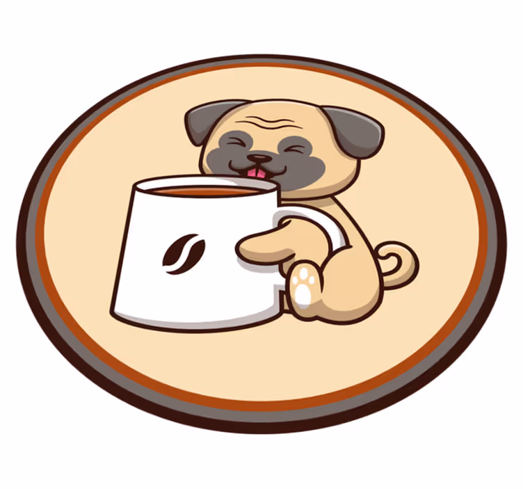 Coffee Pug animal vinyl rug - TenStickers