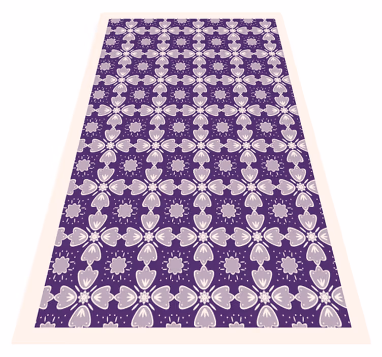 Purple tile design floral vinyl rug - TenStickers